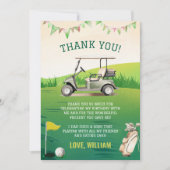 Carte De Remerciements Fête de golf verte 1er anniversaire (Devant)