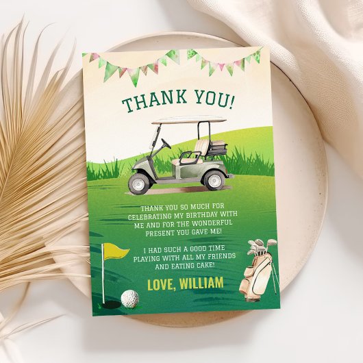 Carte De Remerciements Fête de golf verte 1er anniversaire