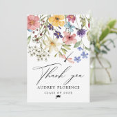Carte De Remerciements Fête de graduation Florale Fleur sauvage moderne (Debout devant)