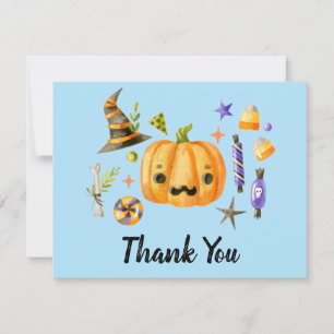 Carte De Remerciements Fête de Halloween effrayante à thème citrouille en