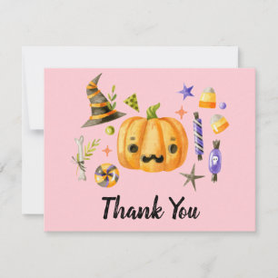 Carte De Remerciements Fête de Halloween Spooktacular Citrouille Rose