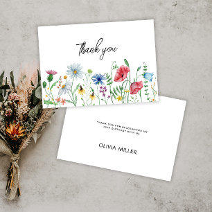 Carte De Remerciements Fête de jardin Anniversaire Fleurs sauvages