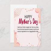 Carte De Remerciements fête de la mère heureuse (Devant / Derrière)