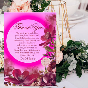 Carte De Remerciements Fête de l'Anniversaire du Mariage rose moderne