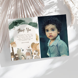 Carte De Remerciements Fête de l'aquarelle Animaux Photo Fête d'anniversa