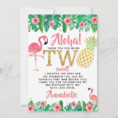 Carte De Remerciements Fête de Luau de plage d'été tropical Filles 2e ann (Devant)