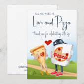 Carte De Remerciements Fête de mariage amusante autour de la pizza (Devant / Derrière)