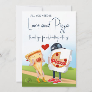 Carte De Remerciements Fête de mariage amusante autour de la Pizza