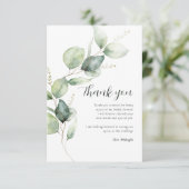 Carte De Remerciements Fête de mariage aquarelle avec écriture Eucalyptus (Debout devant)