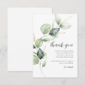 Carte De Remerciements Fête de mariage aquarelle avec écriture Eucalyptus (Devant / Derrière)
