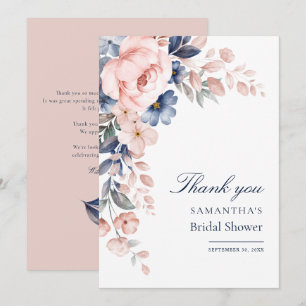 Carte De Remerciements Fête de mariage aquarelle florale rose