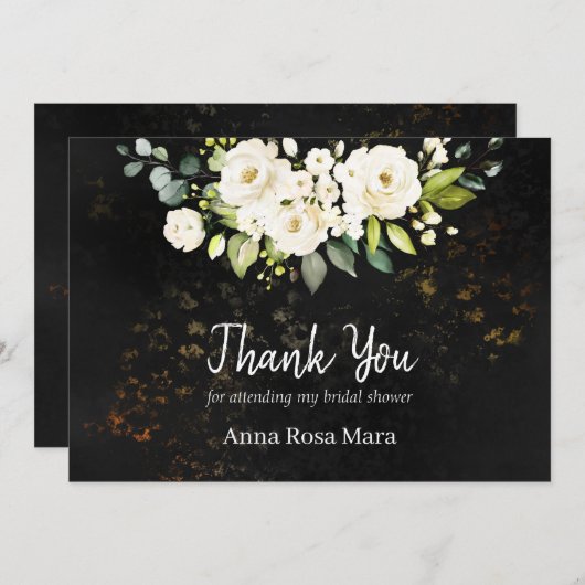 Carte De Remerciements *~* Fête de mariage aquarelle rose blanche rustiqu (Devant / Derrière)