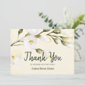 Carte De Remerciements *~* Fête de mariage aquarelle rose de plage Rouge (Debout devant)