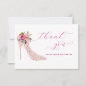 Carte De Remerciements Fête de mariage au script rose (Devant)