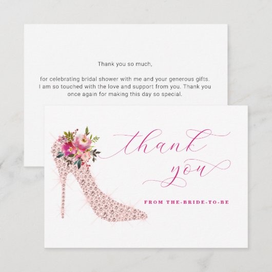 Carte De Remerciements Fête de mariage au script rose (Devant / Derrière)