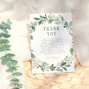 Carte De Remerciements Fête de mariage aux feuilles d'eucalyptus à l'aqua