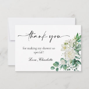 Carte De Remerciements Fête de Mariage aux Feuilles Vertes Aquarelle et R