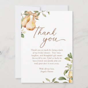 Carte De Remerciements Fête de mariage aux fleurs aquarelles et poires