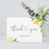 Carte De Remerciements Fête de mariage avec aquarelle de citron  (Debout devant)