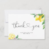 Carte De Remerciements Fête de mariage avec des citrons à l'aquarelle  (Devant)