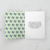 Carte De Remerciements Fête de mariage avec des fleurs bleues et navy ave (Intérieur)