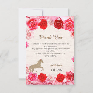 Carte De Remerciements Fête de mariage avec des roses rouges