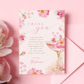Carte De Remerciements Fête de mariage avec Prosecco aux Pétales Roses