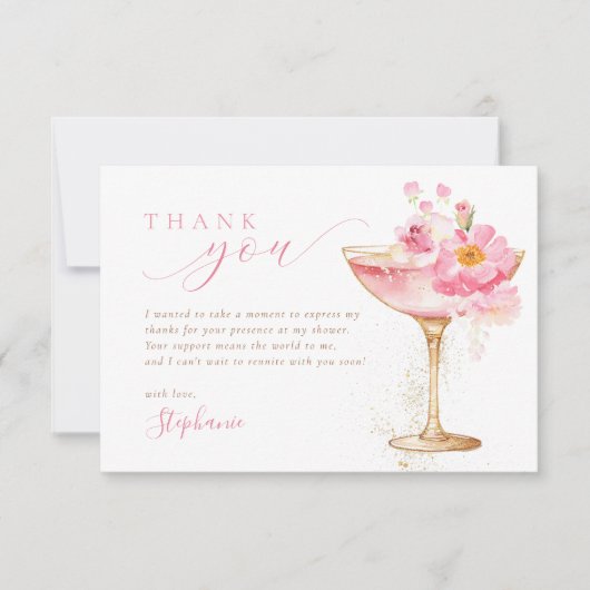 Carte De Remerciements Fête de mariage avec Prosecco Petales (Devant)