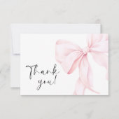 Carte De Remerciements Fête de mariage avec un nœud rose (Devant)