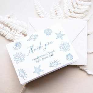 Carte De Remerciements Fête de mariage bleu côtier