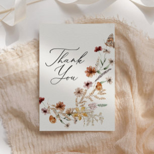 Carte De Remerciements Fête de mariage bohème aux fleurs sauvages