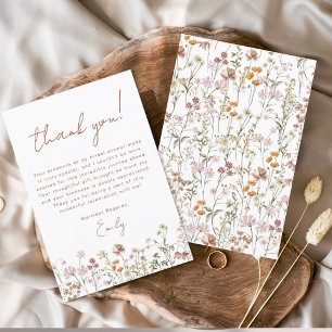 Carte De Remerciements Fête de mariage bohème aux fleurs sauvages Terraco