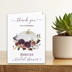 Carte De Remerciements Fête de mariage bohème citrouille florale d'automn
