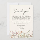 Carte De Remerciements Fête de mariage bohème fleurs sauvages terre cuite (Devant)