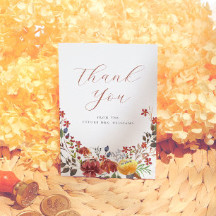 Carte De Remerciements Fête de mariage bohème florale aux élégantes fleur