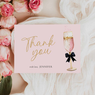 Carte De Remerciements Fête de mariage bulles Champagne Rose