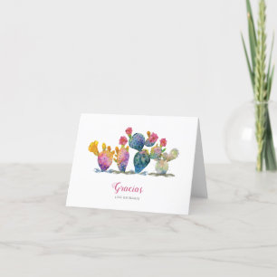 Carte De Remerciements Fête de mariage Cactus aquarelle Fiesta