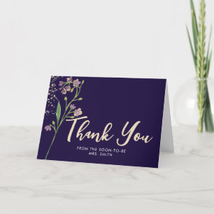 Carte De Remerciements Fête de mariage champêtre aquarelle avec feuilles