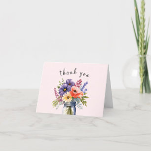 Carte De Remerciements Fête de mariage champêtre avec jarres de fleurs sa