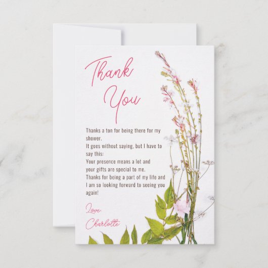 Carte De Remerciements Fête de mariage champêtre bohème moderne avec écri (Devant)