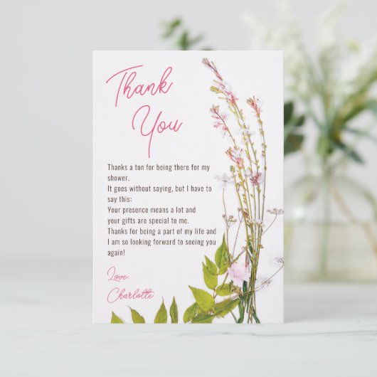 Carte De Remerciements Fête de mariage champêtre bohème moderne avec fleu (Debout devant)