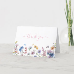 Carte De Remerciements Fête de mariage champêtre élégant aux fleurs paste