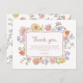 Carte De Remerciements Fête de mariage champêtre et fantaisiste  (Devant / Derrière)