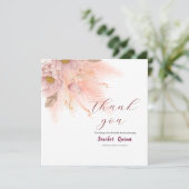 Carte De Remerciements Fête de mariage champêtre rose pastel avec herbe d (Debout devant)