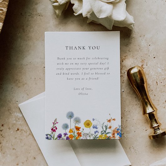 Carte De Remerciements Fête de mariage champêtre vintage avec des fleurs 