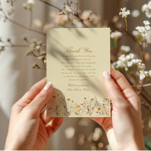 Carte De Remerciements Fête de mariage champêtre Wildflower Love Is In Bl