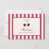 Carte De Remerciements Fête de mariage Cherry Stripes (Devant)