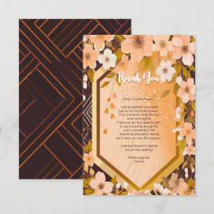 Carte De Remerciements Fête de mariage chic aux fleurs de pêche et champa