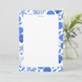 Carte De Remerciements Fête de mariage coquillages Élégante plage bleue P (Debout devant)