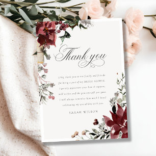 Carte De Remerciements Fête de mariage Dusky Warm Winter Festive Foliage